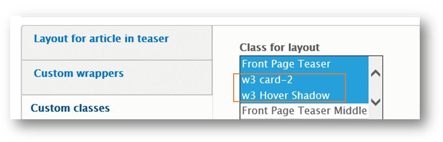 W3.CSSのクラスをTeaserのラップDIVに追加