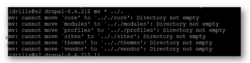 Linuxコマンド（mv）がディレクトリ移動ができない