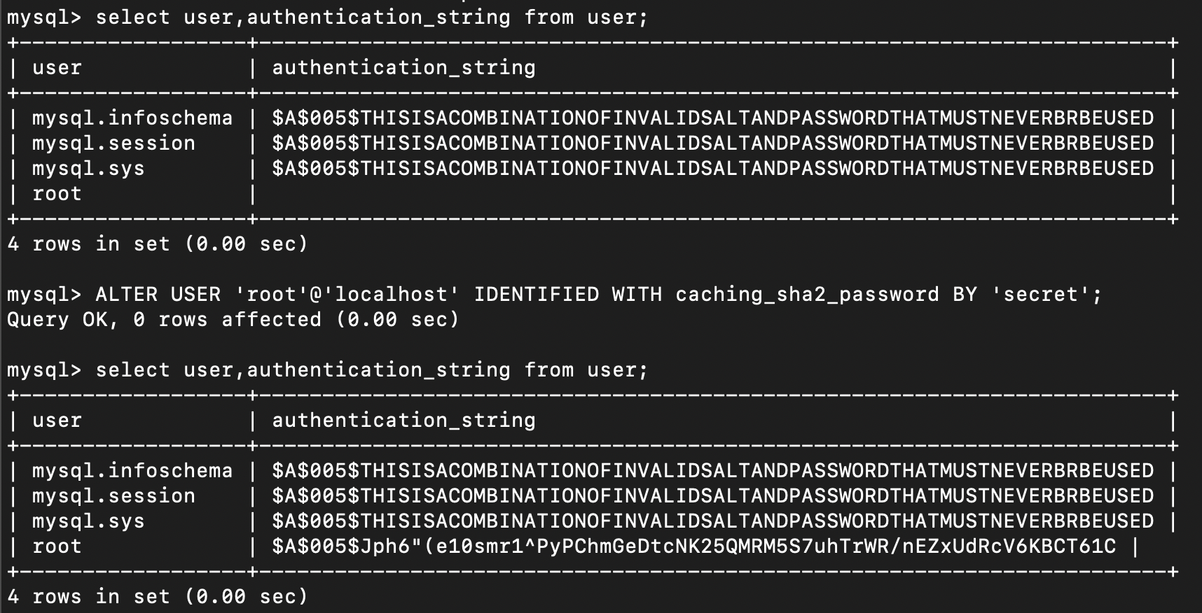 SHA-2 暗号化されたパスワードの変更